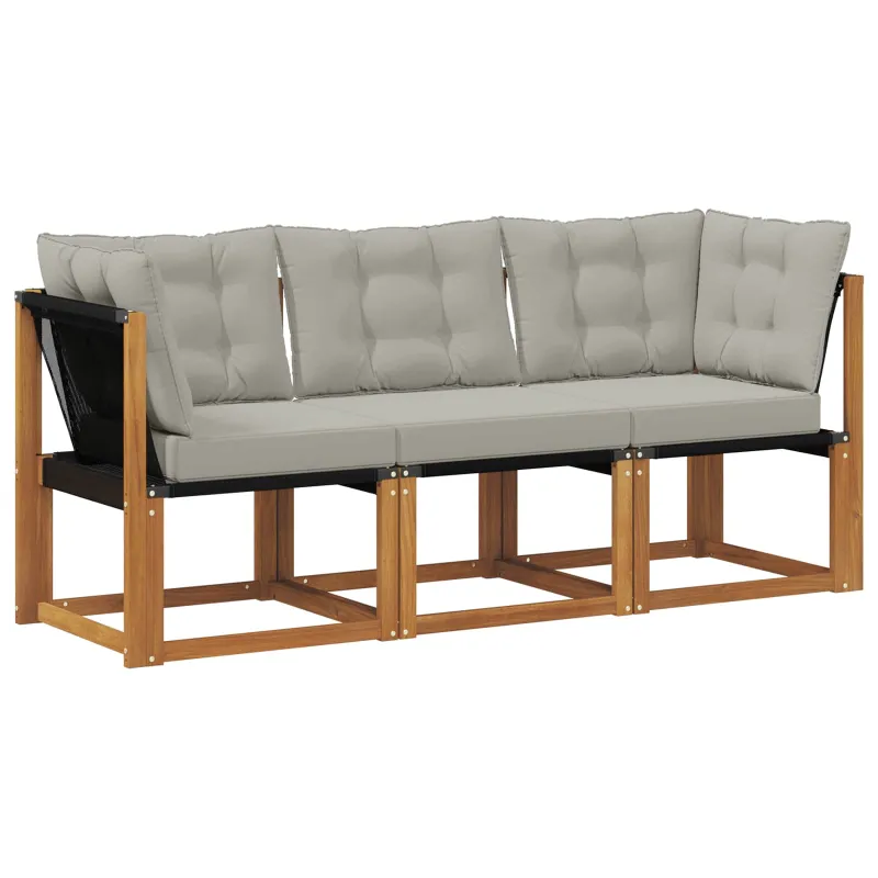 Lauko vidurinė ir kampinė sofa su pagalve 3 Vienetas Natūrali