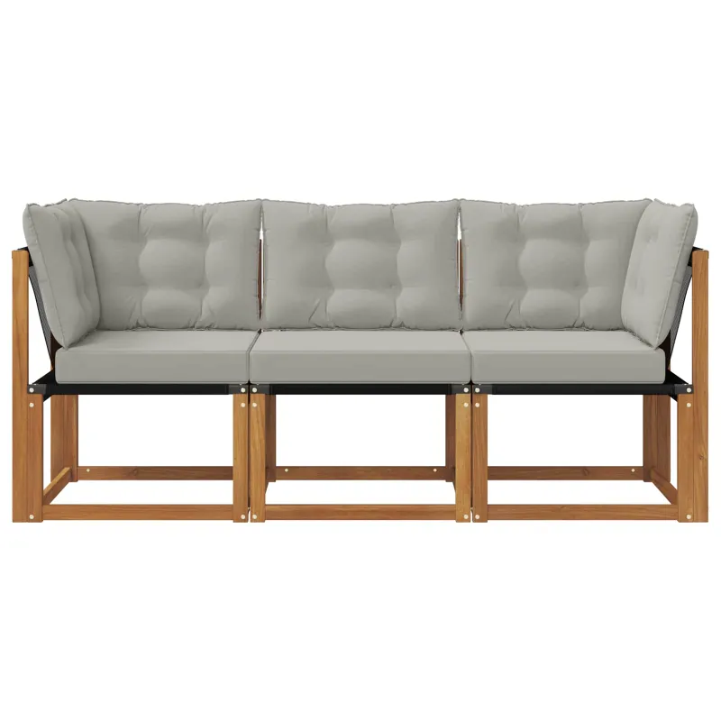 Lauko vidurinė ir kampinė sofa su pagalve 3 Vienetas Natūrali
