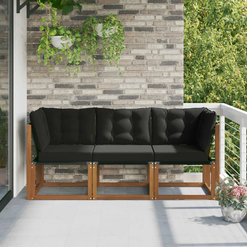Lauko vidurinė ir kampinė sofa su pagalve 3 Vienetas Natūrali