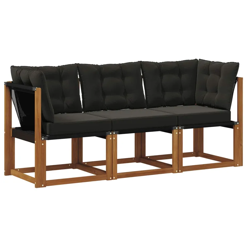 Lauko vidurinė ir kampinė sofa su pagalve 3 Vienetas Natūrali