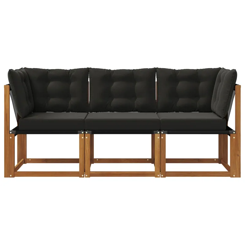 Lauko vidurinė ir kampinė sofa su pagalve 3 Vienetas Natūrali