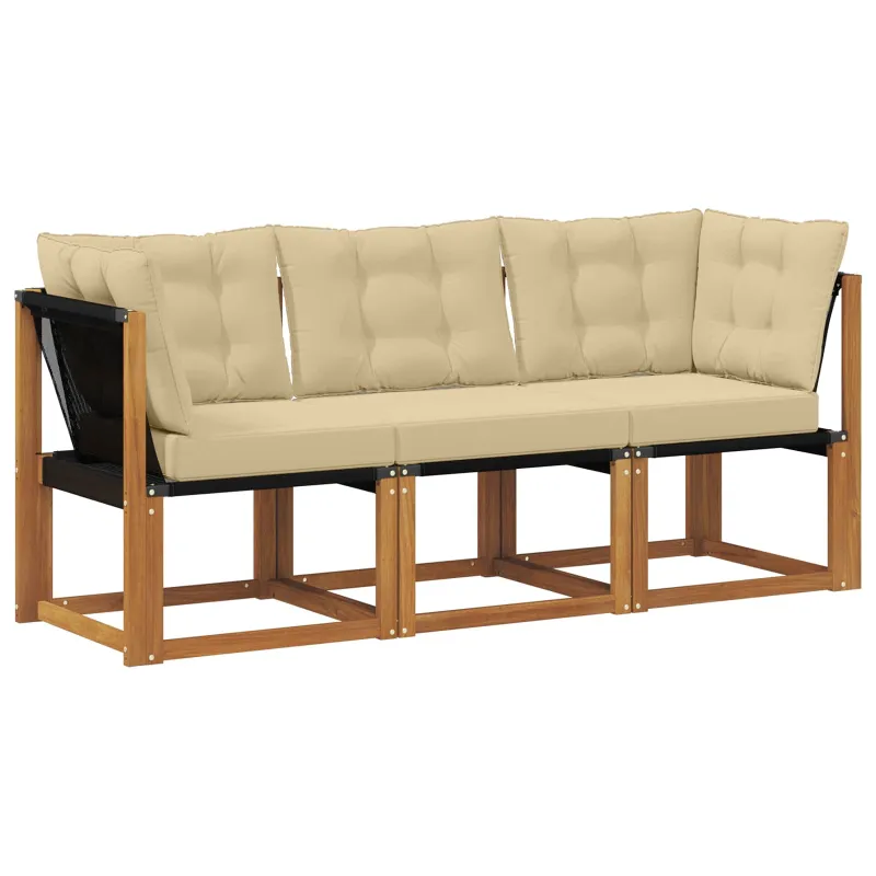 Lauko vidurinė ir kampinė sofa su pagalve 3 Vienetas Natūrali