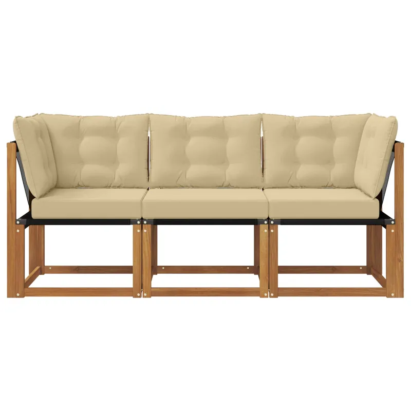Lauko vidurinė ir kampinė sofa su pagalve 3 Vienetas Natūrali