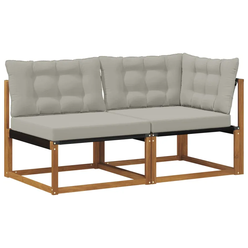 Lauko vidurinė ir kampinė sofa su pagalve 2 Vienetas Natūrali