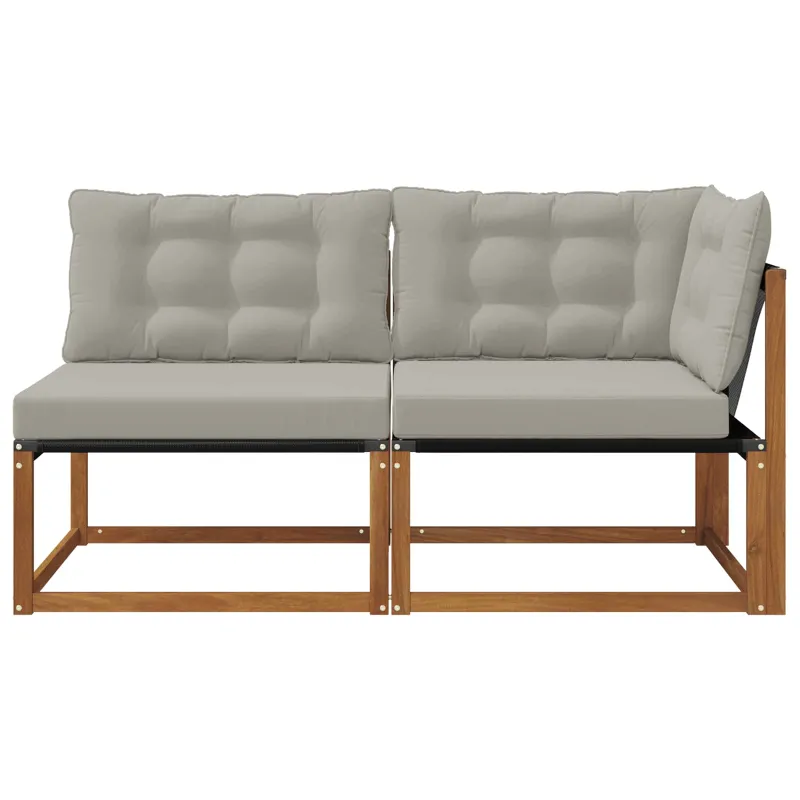 Lauko vidurinė ir kampinė sofa su pagalve 2 Vienetas Natūrali