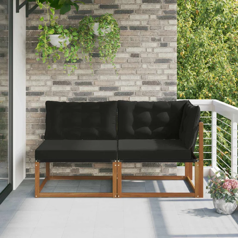 Lauko vidurinė ir kampinė sofa su pagalve 7 Vienetas Natūrali