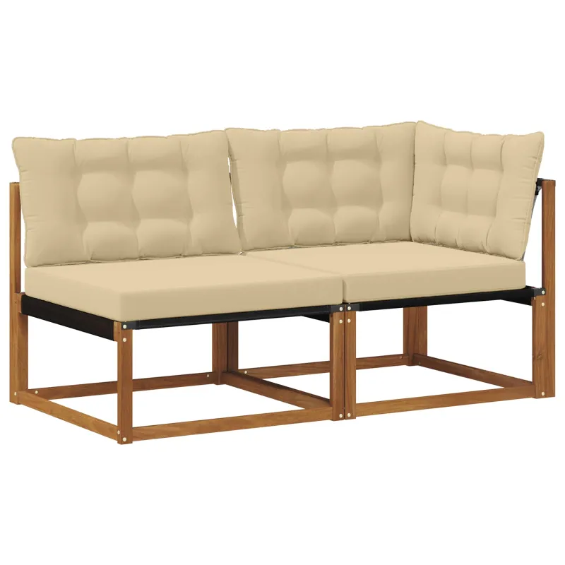 Lauko vidurinė ir kampinė sofa su pagalve 7 Vienetas Natūrali