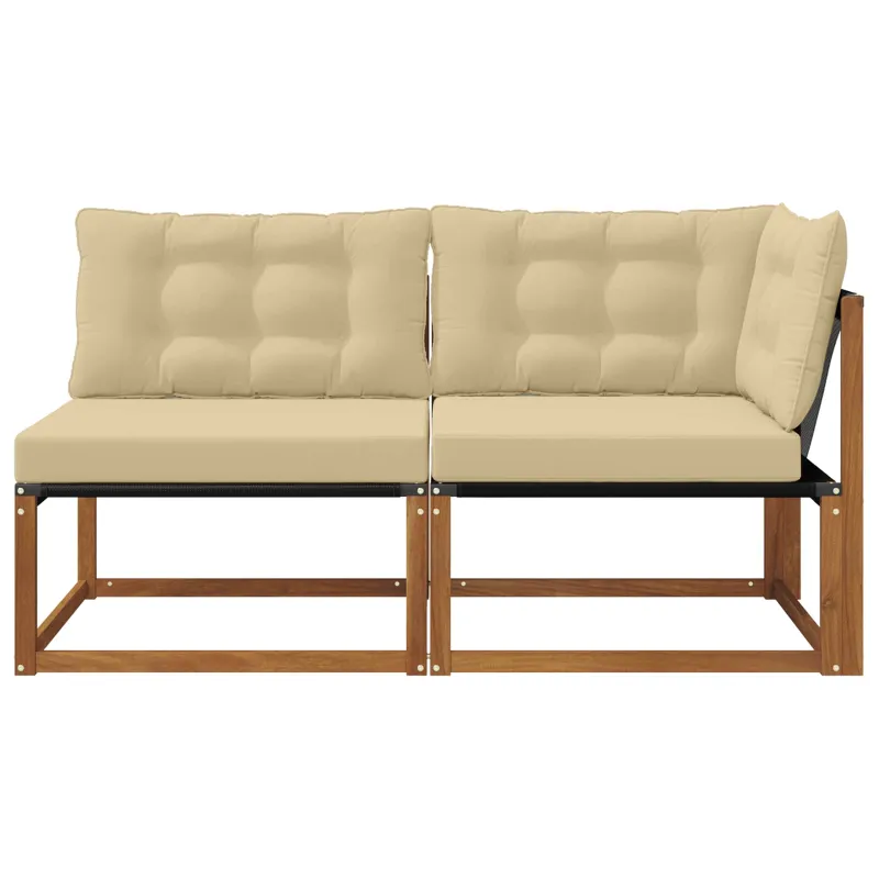 Lauko vidurinė ir kampinė sofa su pagalve 7 Vienetas Natūrali