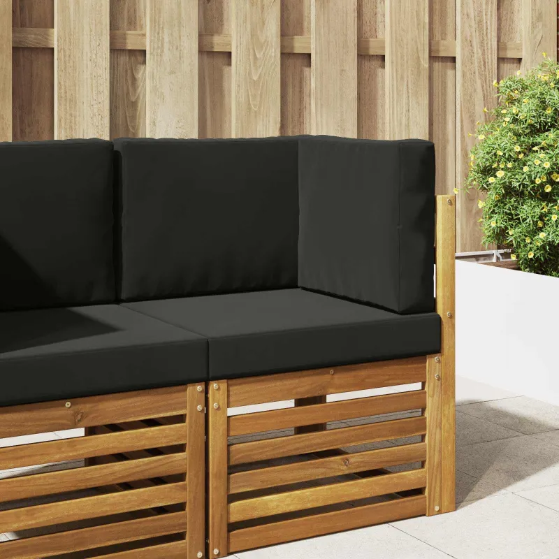 Lauko sofa pagalvėlė 3 pcs Juodas Poliesteris