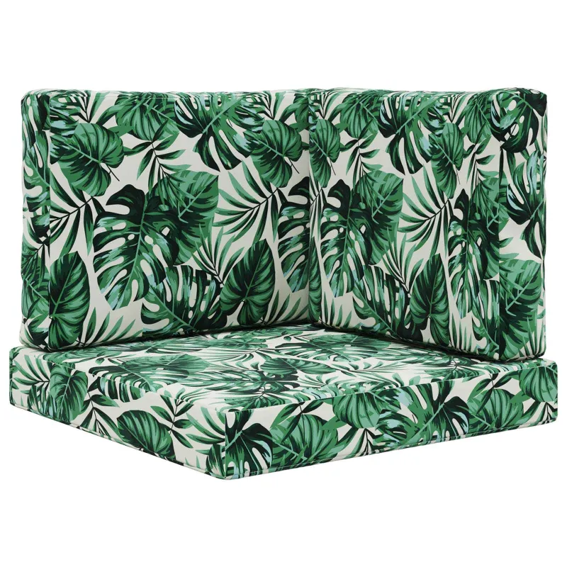 Lauko sofa pagalvėlė 3 pcs Lapų raštas Poliesteris