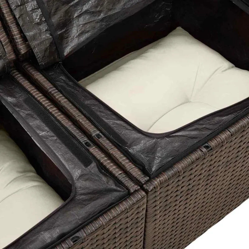 Sodo sohvaryhmä säilytystilalla, 7 osaa, ruskea polyrottinki