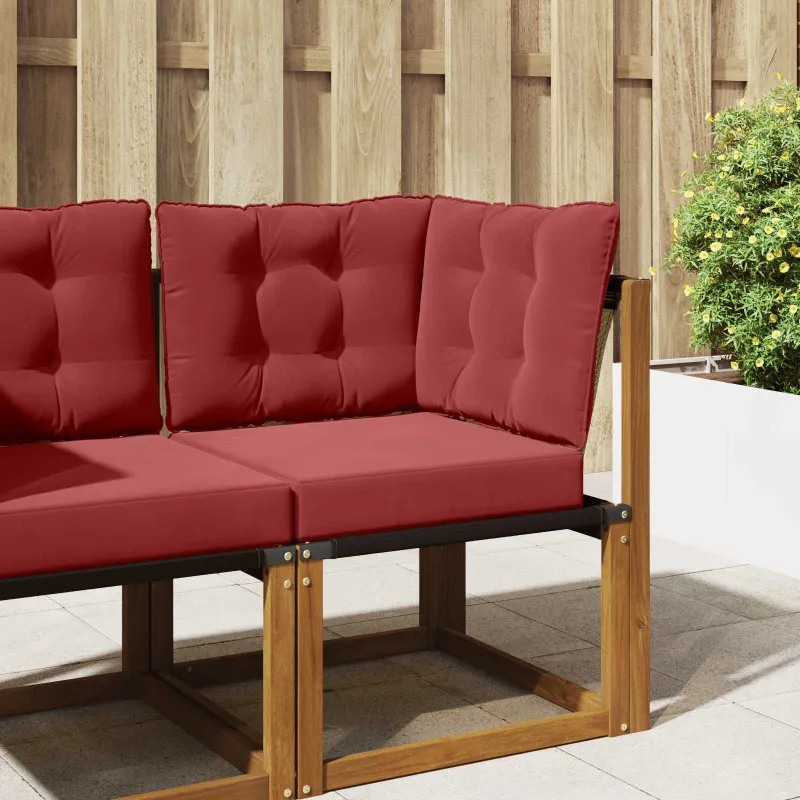 Lauko sofa pagalvėlė 3 pcs Vyno raudonumo Poliesteris