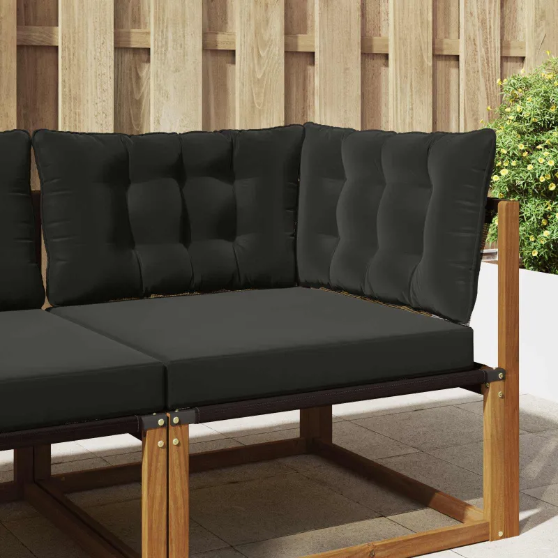 Lauko sofa pagalvėlė 3 pcs Juodas Poliesteris