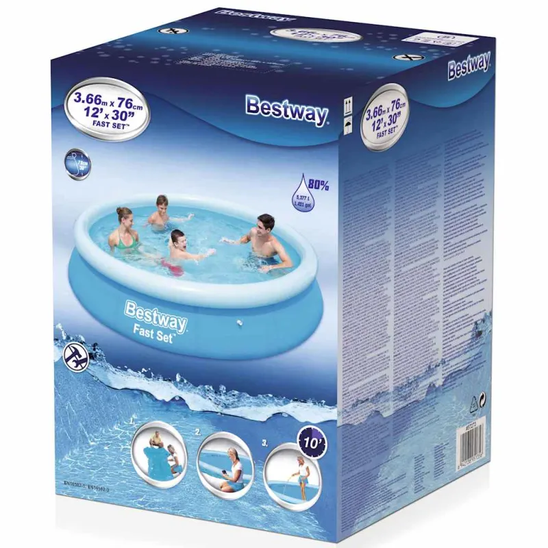 Bestway Fast Set Pripučiamas baseinas, 366x76cm, apvalus, 57273