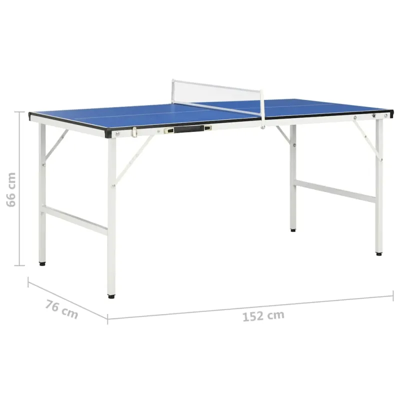 1,5 m stalo teniso stalas su tinklu, 152x76x66 cm, mėlynas