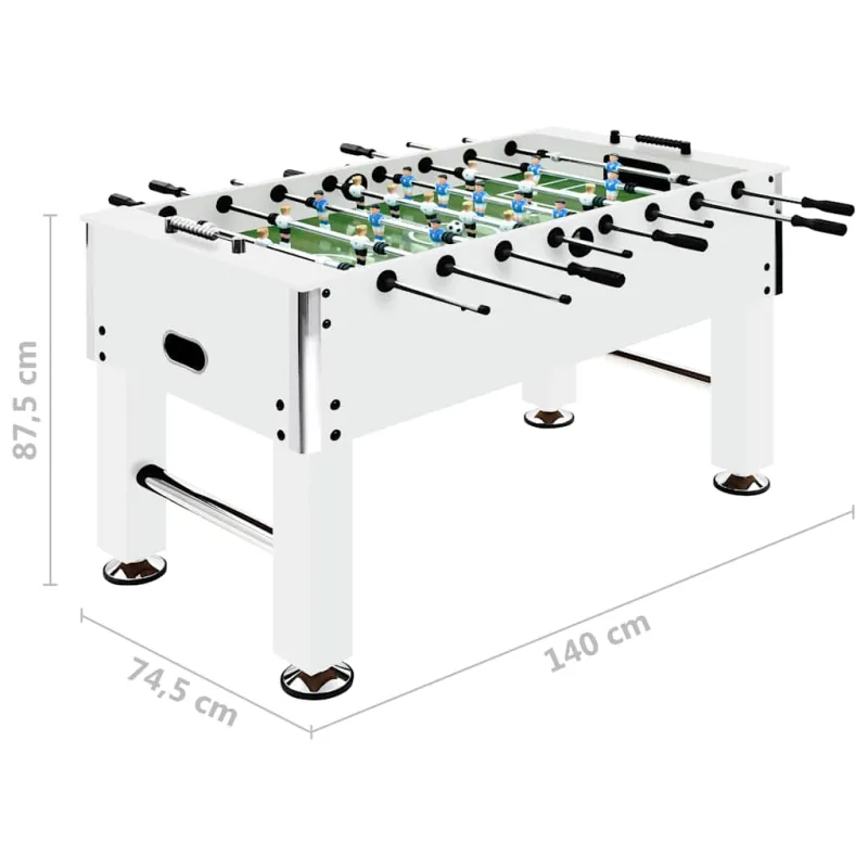 Stalo futbolo stalas, baltas, 140x74,5x87,5cm, plienas, 60kg