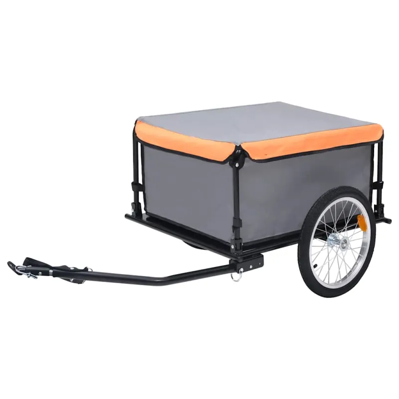 Dviračio priekaba, pilkos ir oranžinės spalvos, 65kg