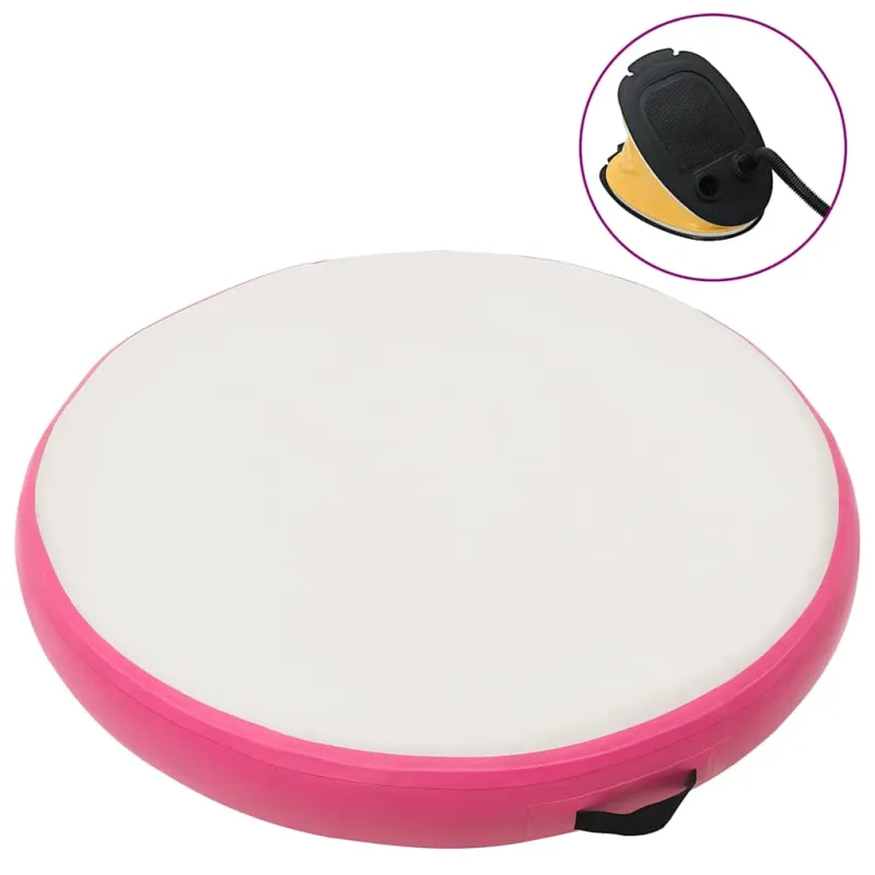 Gimnastikos kilimėlis su pompa, rožinis, 100x100x10cm, PVC