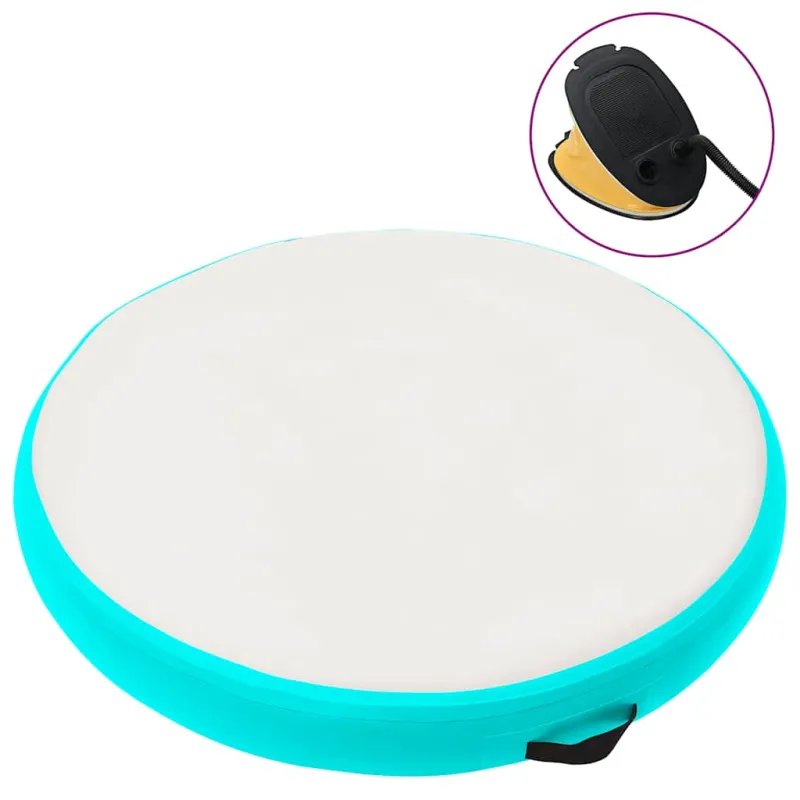 Gimnastikos kilimėlis su pompa, žalias, 100x100x15cm, PVC