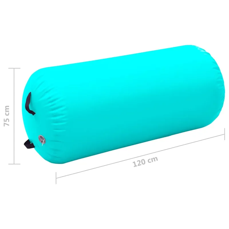 Gimnastikos ritinys su pompa, žalias, 120x75cm, PVC