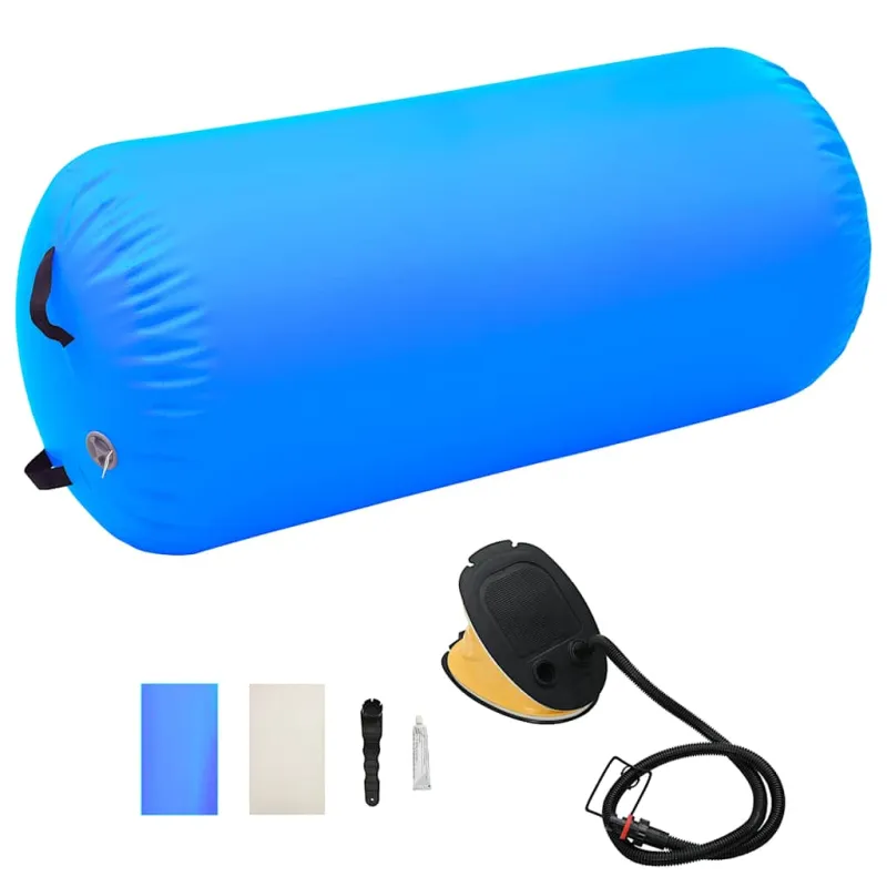 Gimnastikos ritinys su pompa, mėlynas, 120x90cm, PVC