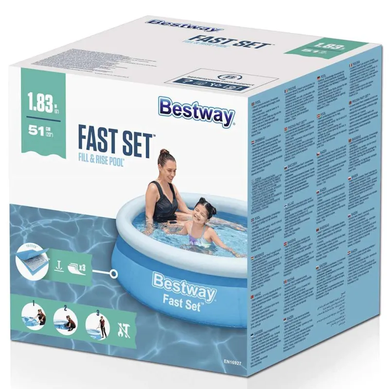 Bestway Fast Set Pripučiamas baseinas, mėlynas, 183x51cm, apskritas