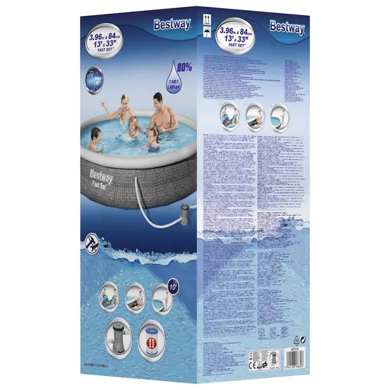 Bestway Fast Set Pripučiamo baseino rinkinys su siurbliu, 396x84cm