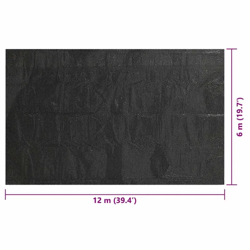 Baseino uždangalas, juodas, 1200x600cm, PE, stačiakampis