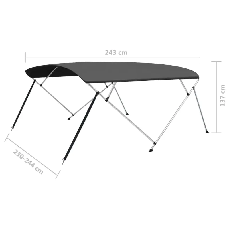 Bimini viršaus stogelis, antracito, 243x(230-244)x137cm