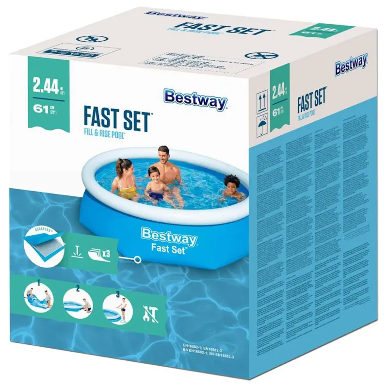 Bestway Fast Set Pripučiamas baseinas, 244x61cm, apvalus, 57265