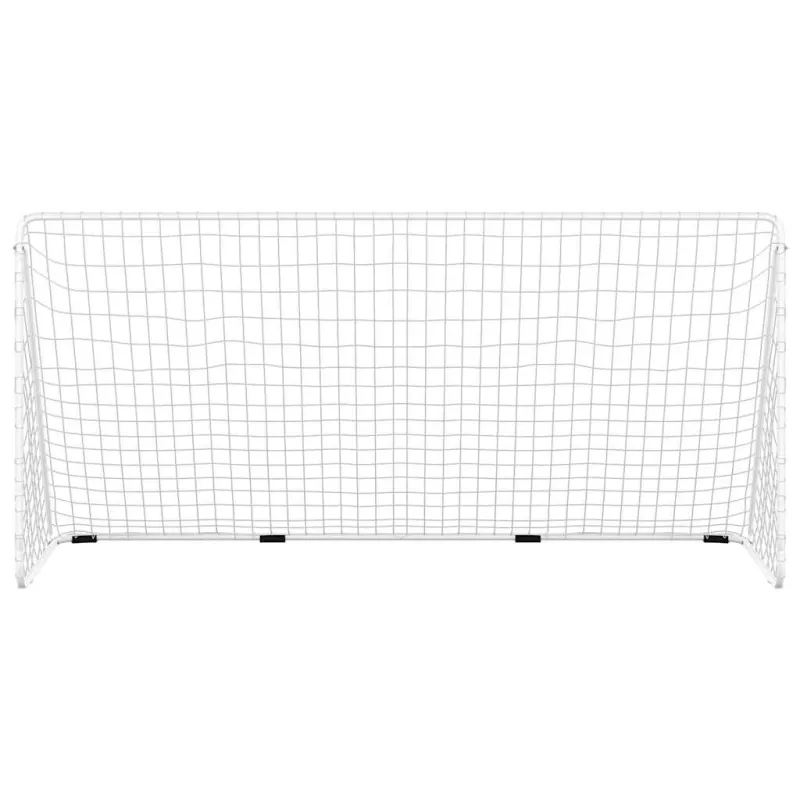 Futbolo vartai su tinklu, balti, 366x122x182cm, plienas