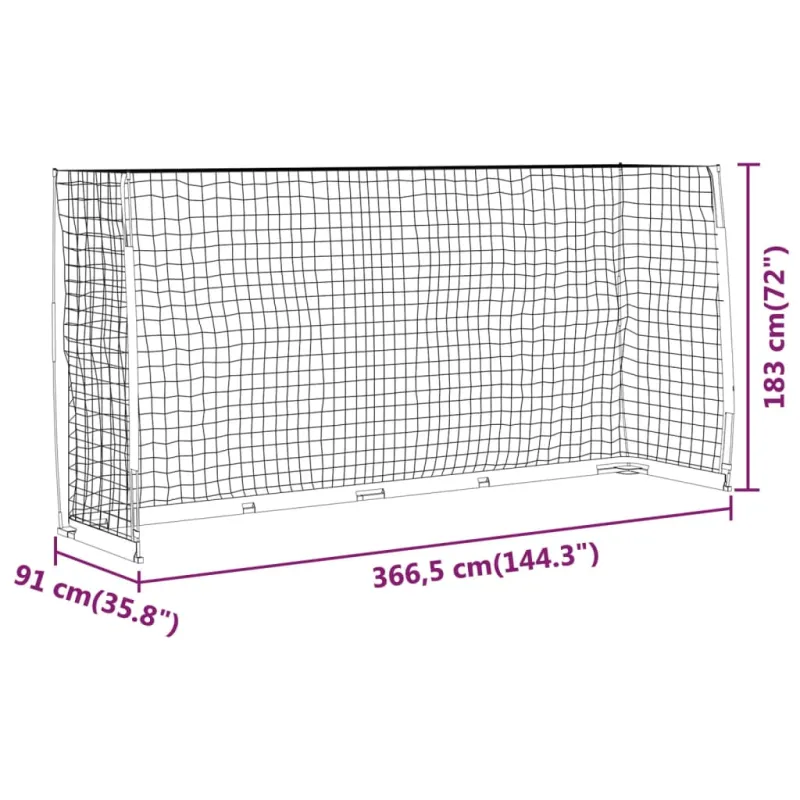 Futbolo vartai, 366,5x91x183cm, plienas