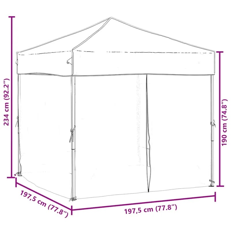 Proginė palapinė su šoninėmis sienomis, kreminė, 2x2m