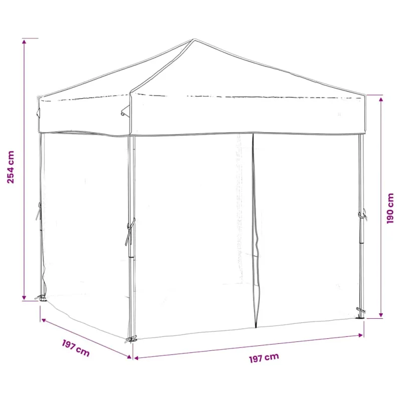 Proginė palapinė su šoninėmis sienomis, antracito, 2x2m