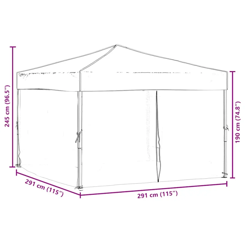 Proginė palapinė su šoninėmis sienomis, antracito, 3x3m