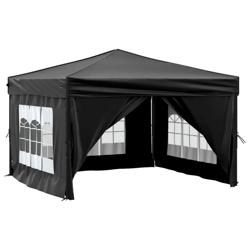 Proginė palapinė su šoninėmis sienomis, juoda, 3x3m