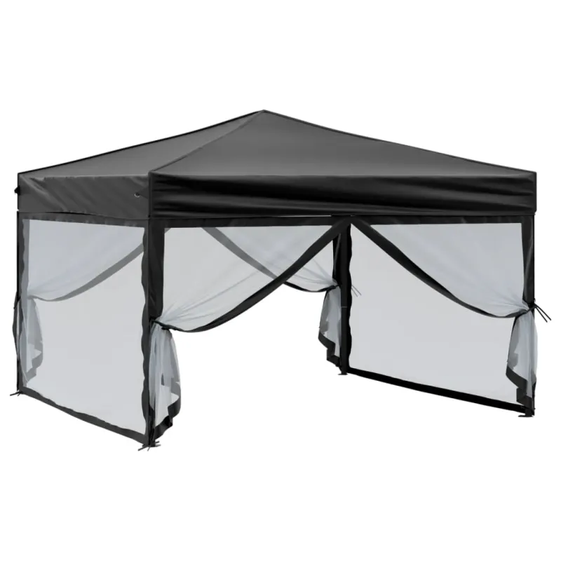 Proginė palapinė su šoninėmis sienomis, juoda, 3x3m