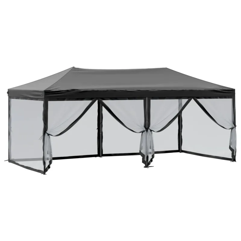 Proginė palapinė su šoninėmis sienomis, juoda, 3x6m