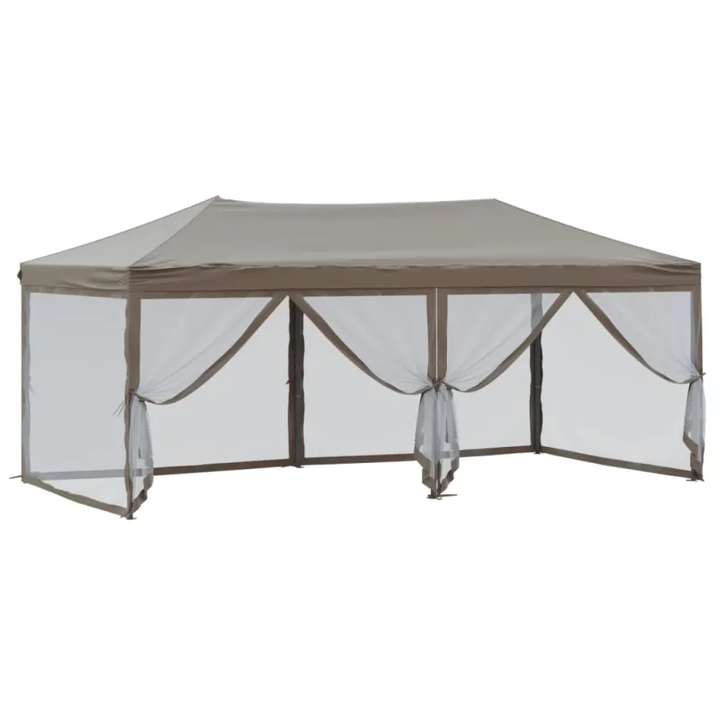 Proginė palapinė su šoninėmis sienomis, taupe, 3x6m