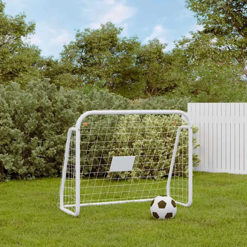 Futbolo vartai, balti, 125x96x60cm, plienas/poliesteris