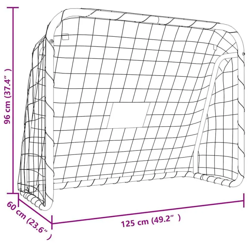 Futbolo vartai, balti, 125x96x60cm, plienas/poliesteris