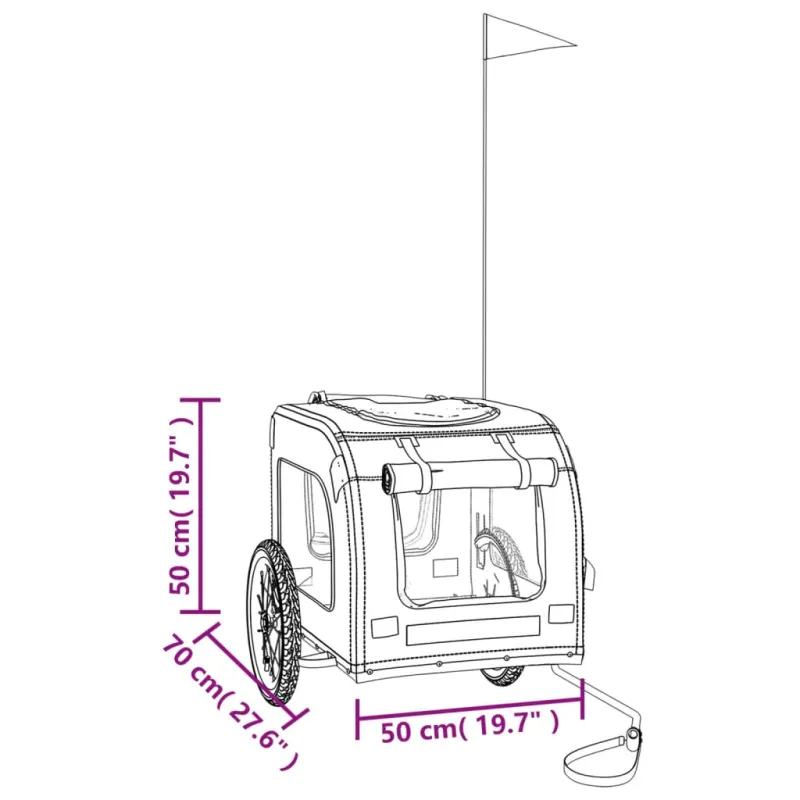 Dviračio priekaba augintiniams, mėlyna/pilka, audinys/geležis