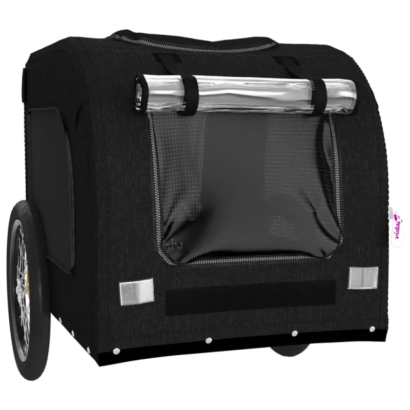 Dviračio priekaba augintiniams, juoda, oksfordo audinys/geležis