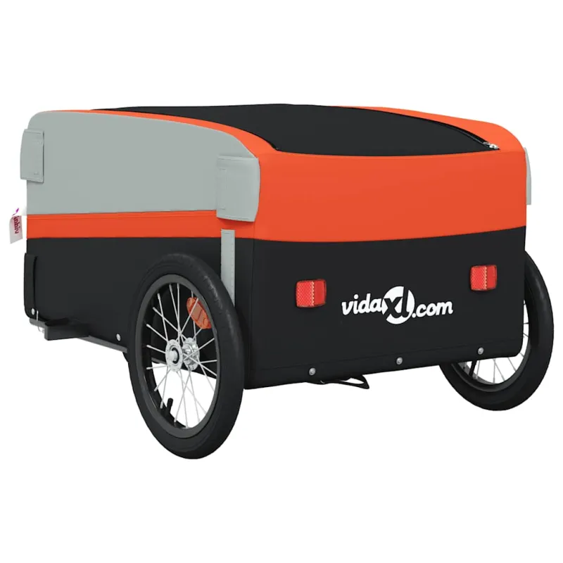Dviračio priekaba, juodos ir oranžinės spalvos, 45kg, geležis