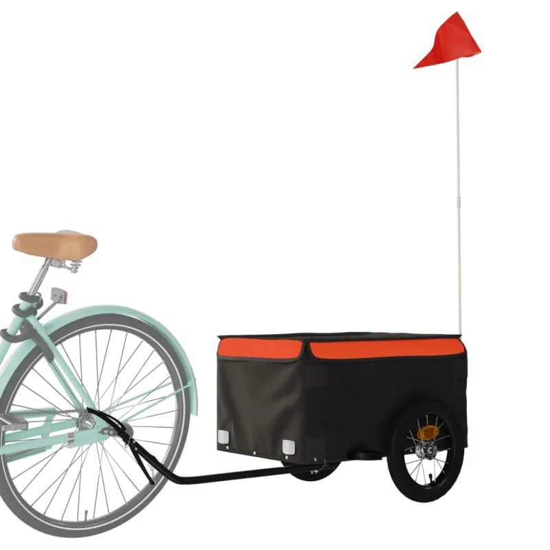 Dviračio priekaba, juodos ir oranžinės spalvos, 30kg, geležis