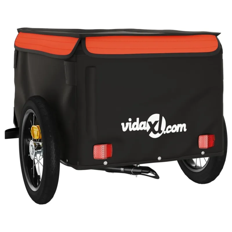Dviračio priekaba, juodos ir oranžinės spalvos, 30kg, geležis