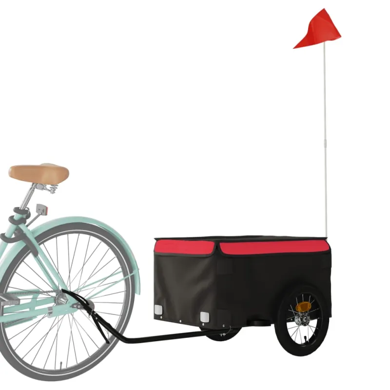 Dviračio priekaba, juodos ir raudonos spalvos, 30kg, geležis