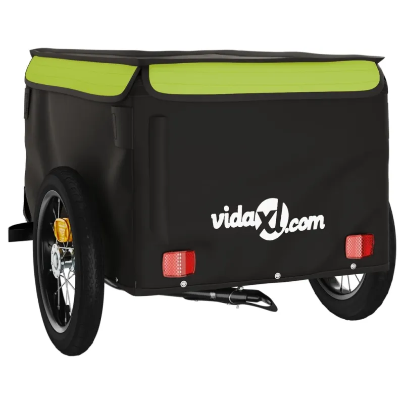 Dviračio priekaba, juodos ir žalios spalvos, 30kg, geležis
