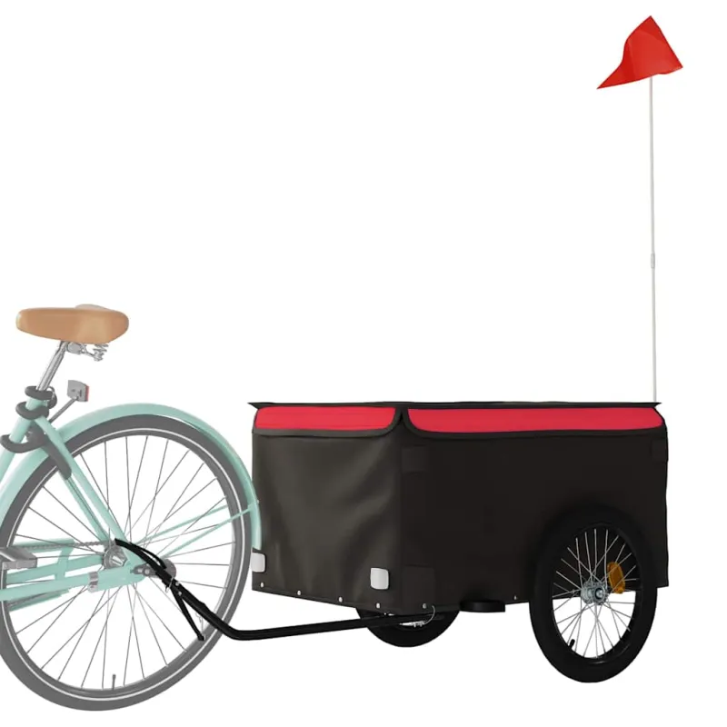 Dviračio priekaba, juodos ir raudonos spalvos, 45kg, geležis