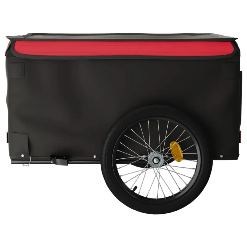 Dviračio priekaba, juodos ir raudonos spalvos, 45kg, geležis